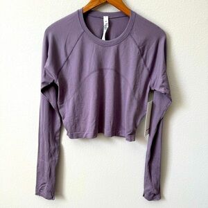 NWT Lululemon Swiftly Tech Cropped Long-Sleeve Shirt 2.0 Purple Ash Size 12